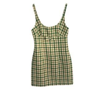 Urban Outfitters Green Tweed Mini Dress Old Money Women's S